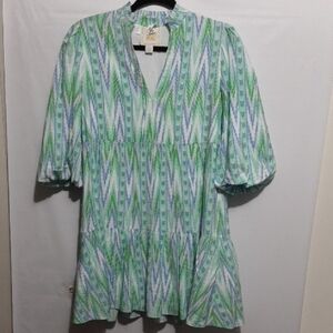 EMILY McCARTHY FRANKIE ZIG ZAG IKAT PRINT Patterned Mini Dress